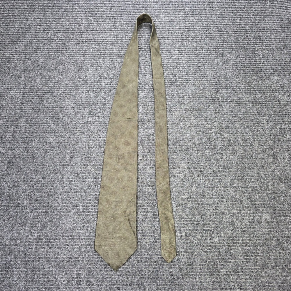Zylos George Machado Silk Tie Men's Olive Green Geometric Diamond USA Made VTG - Picture 8 of 8